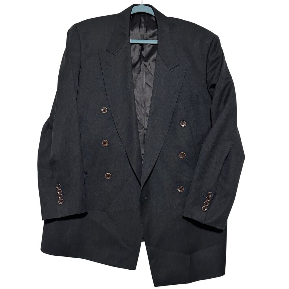 Hugo Boss mens sports coat gray 40 wool blend Double breasted corporate business